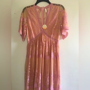 Small Pinkblush Maternity Pink Lace detail Maxi Dress